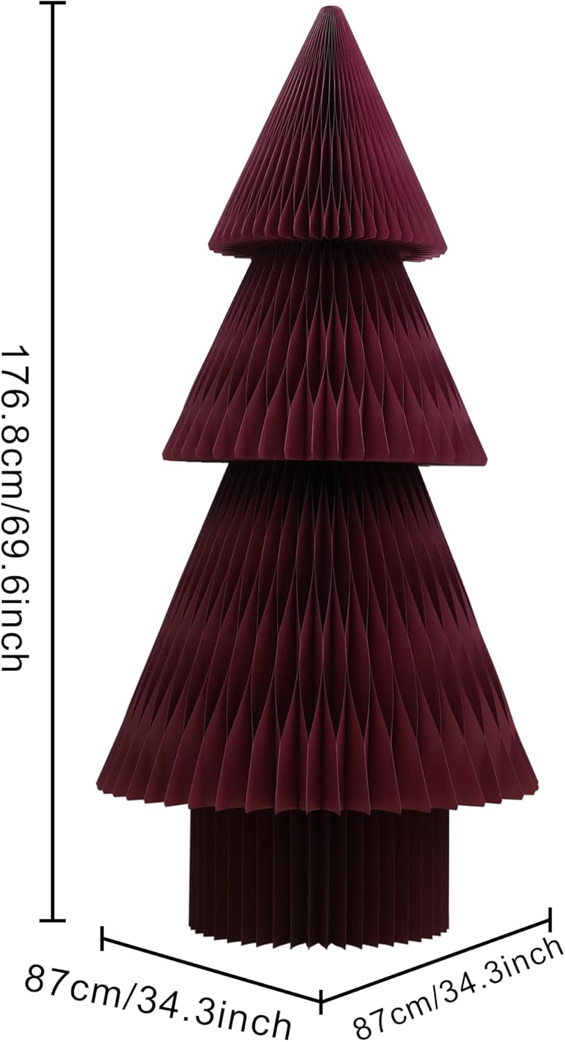 70" Burgundy Paper Christmas Tree