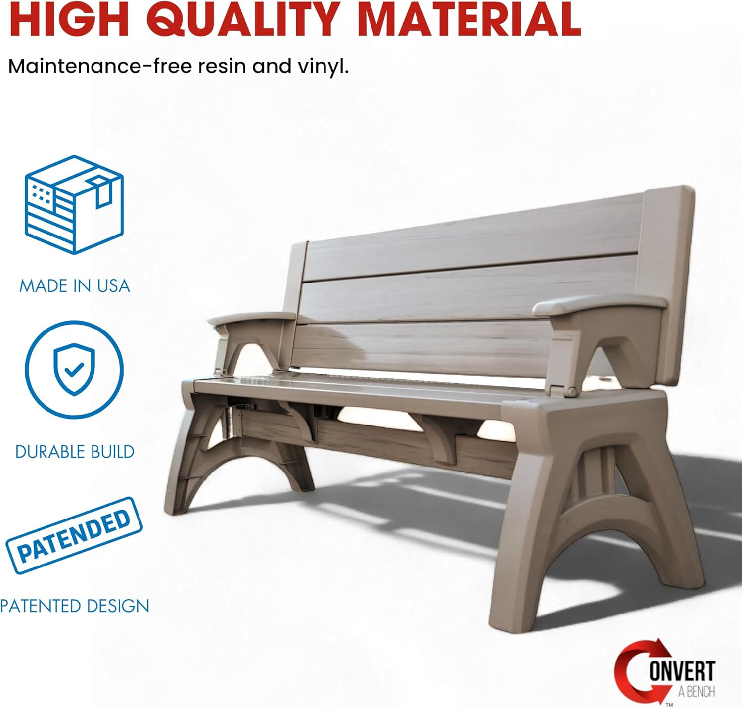2-in-1 Outdoor Convertible Bench Table
