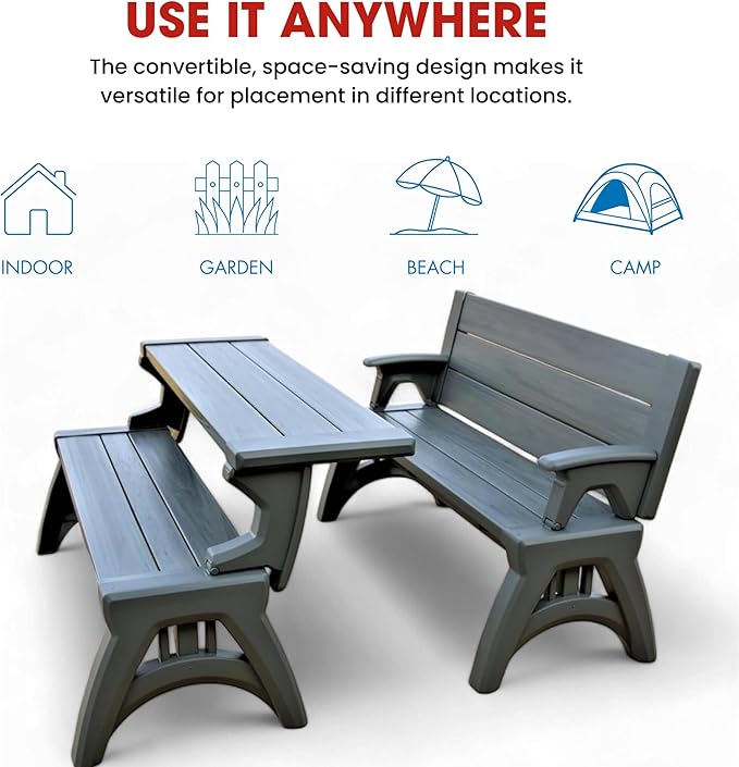 2-in-1 Outdoor Convertible Bench Table