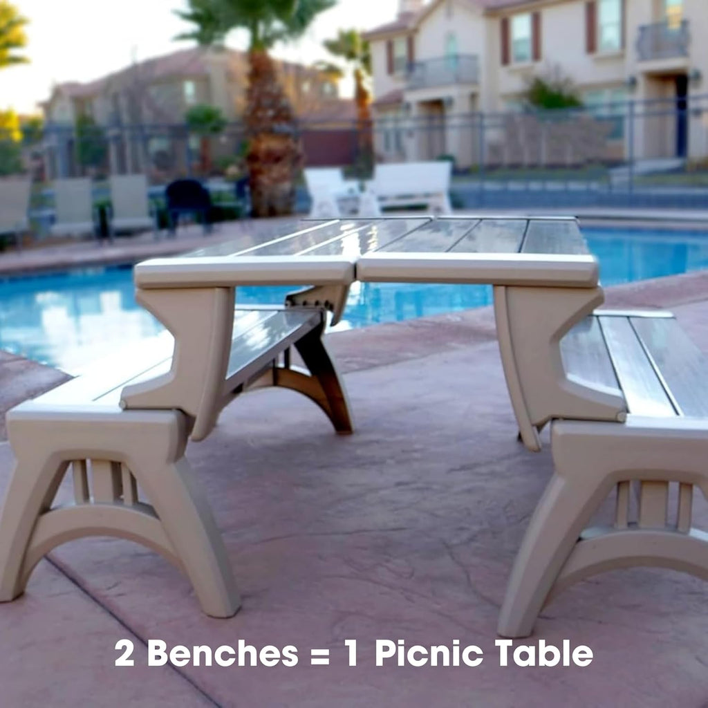 2-in-1 Outdoor Convertible Bench Table