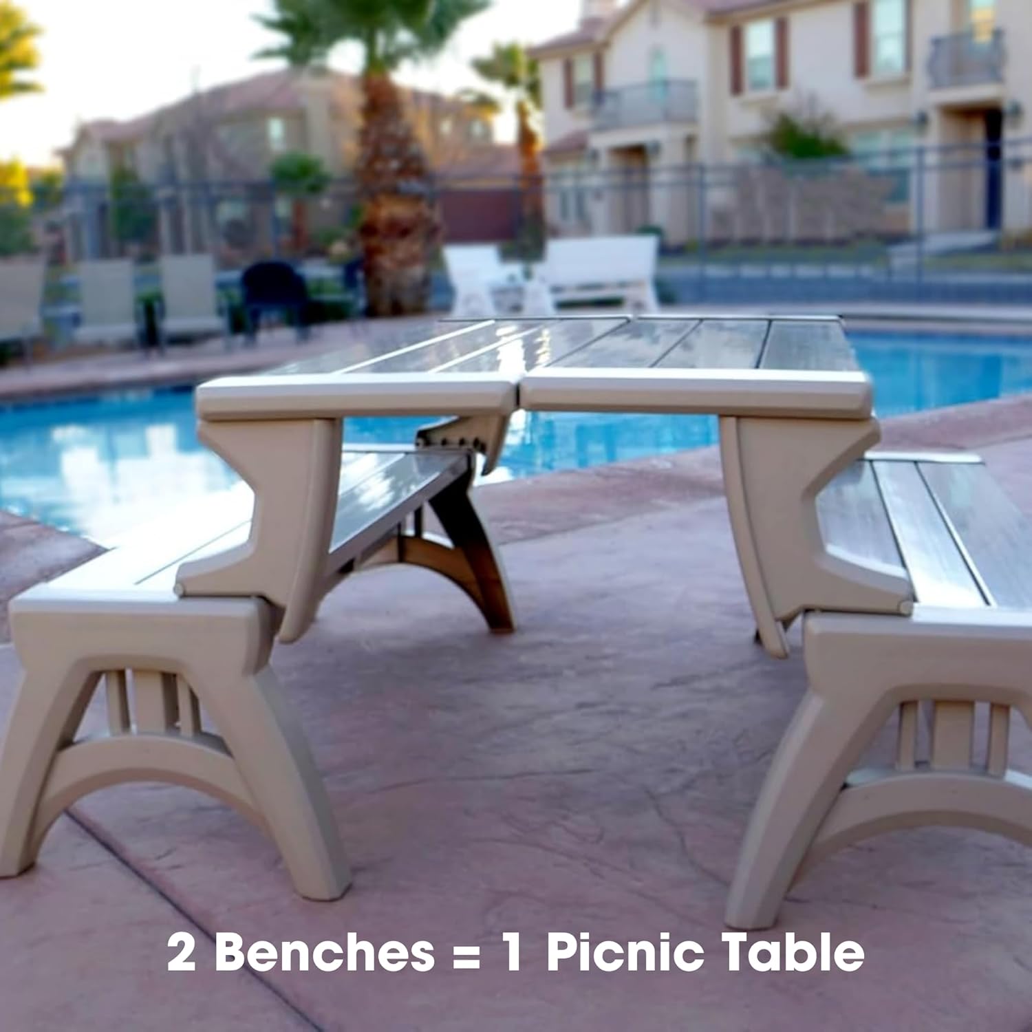 2-in-1 Outdoor Convertible Bench Table