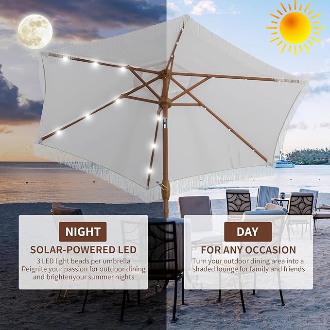 GlowShade Luxe Fringe Patio Umbrella