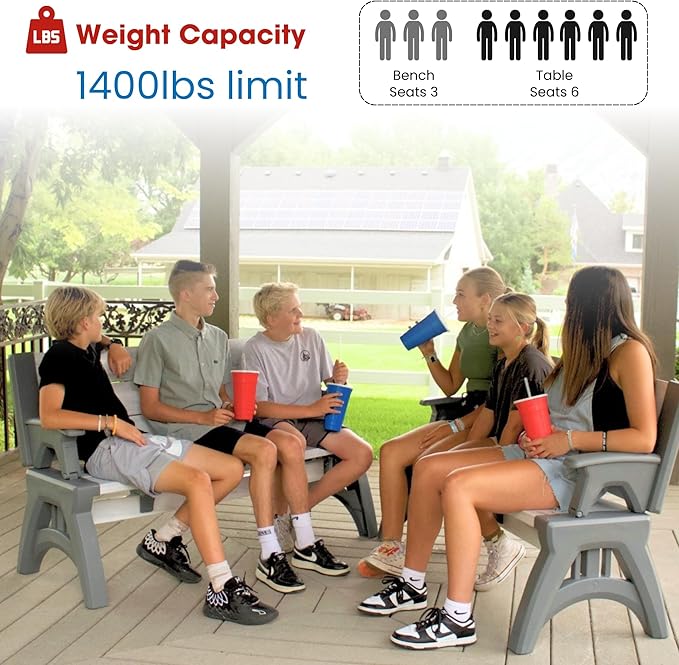 2-in-1 Outdoor Convertible Bench Table