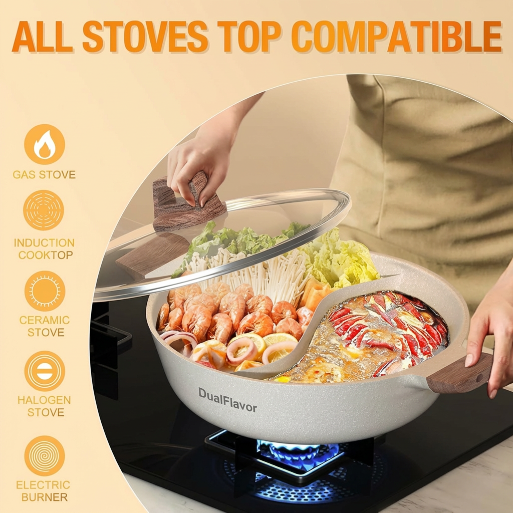 DualFlavor Divided Hot Pot & Shabu Shabu Cooker