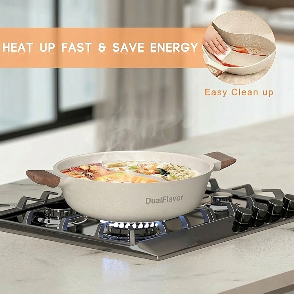 DualFlavor Divided Hot Pot & Shabu Shabu Cooker